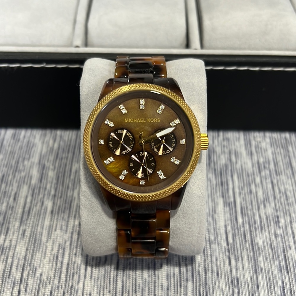 Michael Kors Gold and faux Tortoise Shell Watch
